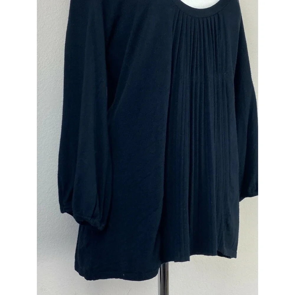 MK Black Knit Flared Balloon Sleeve Top Size M Quiet Luxury Boho Romantic